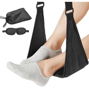 Travel Footrest for Airplane with Eye Mask- Memory Foam Foot Sling for Airplane Travel- Leg Hammock for Airplane Travel