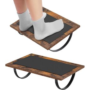 Under Desk Foot Rest 2 Pack Wooden Rocking Foot Stool for Office Footrest with Anti-Slip Surface Ergonomic Under Desk Footrest Brown
