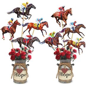 Horse Racing Centerpiece Sticks 17 Pieces Horse Race Party Table Toppers Derby Day Decorations Racehorse Party Supplies for Run for The Roses Racing Birthday Party Decor