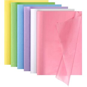 60 Sheets Tissue Paper, 6 Colors Easter Wrapping Paper 19.69x13.78in Easter Tissue Paper for Gift Bags Raw Wood Pulp Pastel Tissue Paper for Gift Bags Crafts