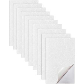Jtnohx Glitter Foam Sheets with Adhesive Backing, Self Adhesive Eva Foam, Foam Paper for Crafts, 7"×11.3" 10 Pcs Sticky Glitter Craft Foam Sheets for Arts Projects (White)