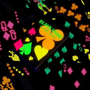 Black Glow Light Playing Cards Neon Fluorescent Glow Deck for Black Light Games Glow in The Dark Playing Cards for Casino Night Party Christmas Birthday Party Supplies(1 Pack)