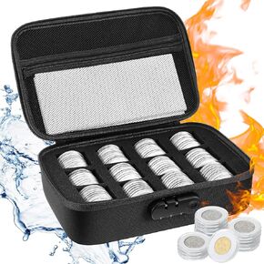 96 Pcs 46mm Coin Holders for Collectors Fireproof Coin Holders Case with Lock Coin Collection Supplies Coin Collection Holder Coin Capsule with 10 Size Gasket for Coins Collector