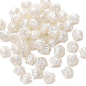 200pcs Acrylic Clam Shell Spacer Beads Small Seashell Beads White Color Plastic Beach Scallop Sea Shell Craft Loose Beads for Bracelets Jewelry Making, 14.5x12.5mm