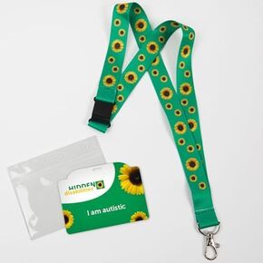 Autism Awareness Card with Official Hidden Disabilities Sunflower Lanyard, Hidden Disability Card