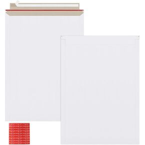 25 Pack 13x18 inch Large Rigid Mailer Self Seal Photo Document Mailers, Stay Flat White Cardboard Envelopes White Photography Mailers for CD, Photos, Document