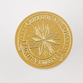 CRASPIRE 2 Inch Certificate of Achievement Gold Foil Embossed Envelope Seals Stickers 100pcs Adhesive Stickers Medal Decoration Label for Envelope Graduation Wedding Invitations Corporate Trophy Award