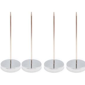 4 Pack Desk Straight Rod Paper Holder Spike Stick Receipts Check Bill Fork, Stainless Steel Receipt Holder, Paper Spike, 140 mm/ 5.5 Inch (Silver)