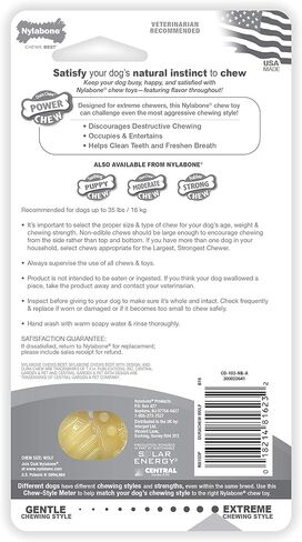 Nylabone PRO Action Dental Bone Power Chew Toy for Dogs, Dog Toys for Aggressive Chewers, Bacon Flavor, Medium - Up to 35 lbs, 1 Count in Saudi Arabia