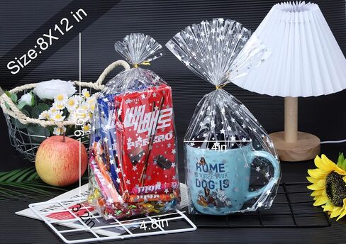 أكياس Gusset السفلية 50pcs 8x12 "Silver Star Clear Cellophane أكياس الأكياس البلاستيكية أكياس تشيلو أكياس علاج الأكياس بشكل كبير الحفلات in Kuwait