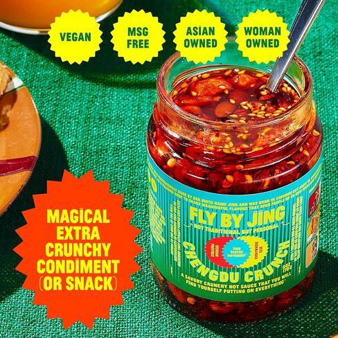 FLYBYJING Variety Pack w/Sichuan Chili Crisp, Zhong Sauce & Chengdu Crunch, All Natural & Vegan, Perfect Hot Sauce Gift for Foodies, 6oz (3 Pack) in Saudi Arabia