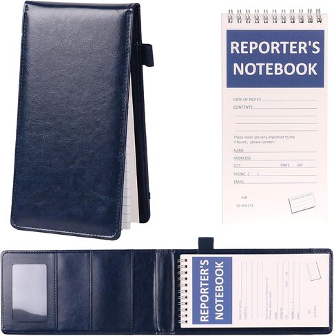 WANGDEFA Reporters Notebook Cover PULeather Notepad And Pen Holder Set with Tops Reporters Notebook Steno Notebook Cover Flip Notepad Holder Fit 4 * 8 inch Spiral Notebooks for Journalists (Blue) in Saudi Arabia