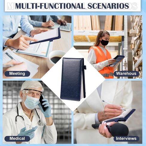 WANGDEFA Reporters Notebook Cover PULeather Notepad And Pen Holder Set with Tops Reporters Notebook Steno Notebook Cover Flip Notepad Holder Fit 4 * 8 inch Spiral Notebooks for Journalists (Blue) in Saudi Arabia