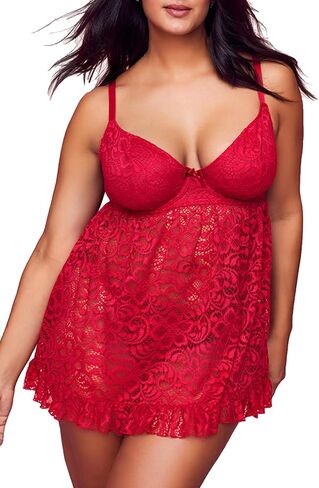 Ladies & Men's story Women's Underwire Plus Size Lingerie Babydoll Sexy Ruffle Lace Chemises in Saudi Arabia