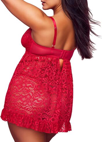 Ladies & Men's story Women's Underwire Plus Size Lingerie Babydoll Sexy Ruffle Lace Chemises in Saudi Arabia