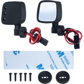 SWX RC Car Rear View Mirror Kit with LED Lights for 1/10 RC Crawler Car Axial SCX10 90046