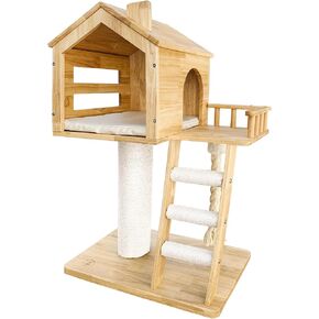 Modern Cat Tree - Durable & Stylish Cat Condo - Designed for Indoor Cats Perfectly Crafted for Fun, Rest, & Scratch Control - Cat Tower, Rope Toy & Scratch Column (White)
