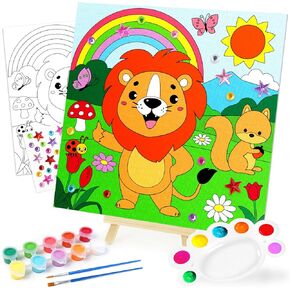 pigipigi Acrylic Paint Set Activity for Kids, Easter Basket Stuffers Art Craft Paints Gifts for Girls Boys Party Favor Games DIY Supplies, Valentine's Day Gifts for Kids