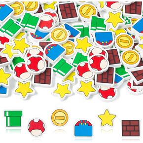 60PCS Super Run Erasers for Kids Bulk, Creative Kinopio Shaped Pencil Erasers for School Reward Classroom Prizes Video Game Theme Stationery Supplies Back to School Gift Filling Party Favors