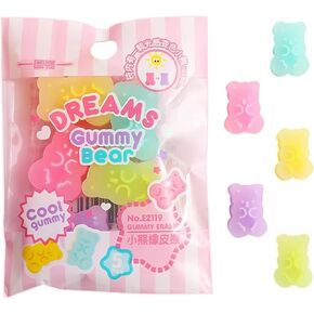 5PCS Cute Erasers - Colorful Gummy Bear Cabochons | Cartoon Bear Pencil Erasers | Erasers Animals | Interactive Eraser Pets | Stationery Supplies School Reward