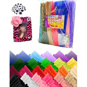 YIRGJERON Thick Pipe Cleaners for Craft & 100 Googly Eyes, 960pcs 24 Colors, Rainbow Color Chenille Stems for Art and Craft Projects Creative DIY Decorations Adult Stress Relief, 12inch