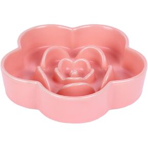 Ceramic Dog Bowls Slow Feeder, 2.5 Cups Slow Feeding Bowl Dogs Bowl for Large Dogs, Dog Dishes to Slow Down Eating, Slow Dog Food Bowl, Easy to Clean (Pink)