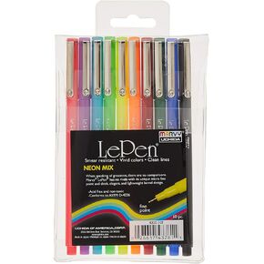 UCHIDA 4300-10F 10 Piece Le Neon Pen Mix, Set, Fluorescent Pink, Fluorescent Blue