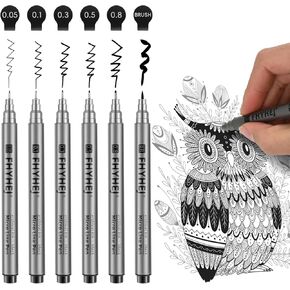 Micro Fineliner Drawing Art Pens: 9 Black Fine Line Ink Set Artist Supplies Archival Inking Markers Liner Professional Sketch Outline Anime Sketching Artist Illustration Watercolor
