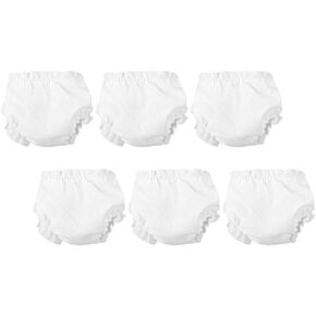 NUOBESTY White Doll Diapers Baby Doll Underwear for Baby Adjustable Doll Underpants Doll Diapers Reusable 6pcs