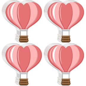 Lucleag Valentine’s Day Cutouts for Bulletin Board Decorations, Heart Hot Air Balloon Paper Cutouts for Valentine’s Day Craft Wedding Anniversary Classroom Office Wall Party Decor, 50 PCS