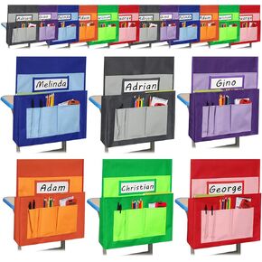 36 Pcs Chairback Pockets Chart for Classroom 6 Bright Color Buddy Chair Seat Pocket Includes 18 Pcs Classroom Chair Organizer 18 Pcs Dry Erase Name Cards Seat Storage Organizer with 6 Pockets