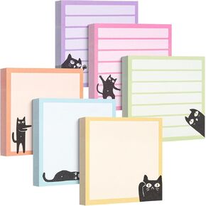 Mr. Pen- Sticky Notes, 3" x 3", 6 Pads, 480 Sheets, Black Cat Sticky Notes, Cat Notepad, Sticky Note Set, Cute Notepads, Aesthetic Sticky Notes Set, Cute Sticky Notes Cute, Fun Sticky Notes