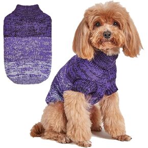 Jecikelon Gradient Knit Dog Sweater for Small Dogs Turtleneck Clothing Winter Coat Puppy Clothes Soft Pet Outfits Suéter para Perros (Small, Purple)