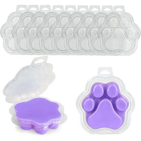 50 Wax Melting molds, Cat's paw Shaped Clear Empty Plastic Wax Melting Container