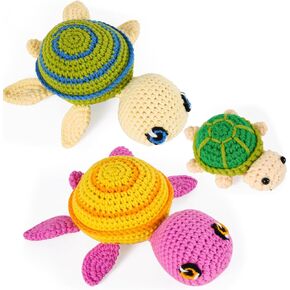 Hadwoer Crochet Kit for Beginners, Crochet Animal Kit, DIY Crochet Animal Kit with Step-by-Step Video Tutorials, Perfect for Beginners of All Ages - 3-Pack Turtle Set
