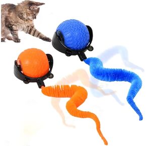 Interactive Cat Ball Toy, 2025 New Cat Ball Toys with Cord Imitation Mouse,Self Rolling Ball with Cover Anti-Scratch for Bored Indoor Cat Chasing