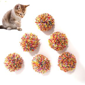 6 PCS Cat Balls, 2.36 Inches Cat Yarn Ball Assorted Color Interactive Cat Toys Cat Training Balls, Hour of Entertainment, Safe for Your Kitty