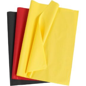 Bobobag 100 Sheets 20"X14" Gift Wrapping Tissue Paper Bulk 3 Colors for Gift Bags,Birthday Thanksgiving Halloween Arts Craft Party Favor Decoration (Black/Red/Yellow)