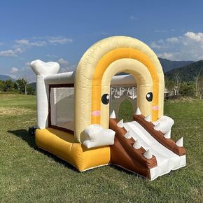 Kids Backyard Inflatable Crocodile Bounce House Jumping Bounce House with Slide, Portable Fun House/Equipped with 370W Blower for 3-8 Years Old Kids Indoor and Outdoor Play