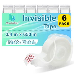 Invisible Tape, Home Office Supplies and Back to School Supplies for College and Classrooms,Matte Finish,3/4 in x 650 in, Dispensered, 6 Packs