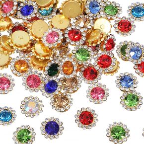 100 pcs 12mm زهرة مخلب أحجار الراين ألوان مختلطة خياطة على أحجار الراين من القاعدة الذهبية بلورات الحجارة أحجار راين في حالة أحذية الملابس أحذية حزام حزام الخياطة الملحقات (ألوان مختلطة)