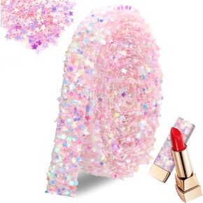 FULZTEY 3 Yards Rhinestone Ribbon Roll,White Sequin Star Rhinestone Strip Stickers,1.2 CM Width Crystal Trim for DIY Crafts,Bling Rounds Sequin Rhinestone Tape for DIY Clothes Cups Party Decorations