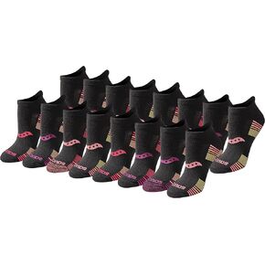 Saucony Women's RunDry Performance Heel Tab Athletic Socks, Available in S-L (8, 16, 24 Pairs), Charcoal Assorted (8 Pairs), Medium