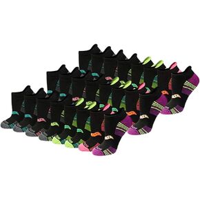 جوارب رياضية للسيدات من Saucony RunDry Performance ذات علامة كعب، متوفرة بمقاسات S-L (8، 16، 24 زوجًا)، فحمي متنوع (8 أزواج)، مقاس متوسط in Kuwait