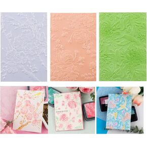 3PCS 3D Flowers and Birds Embossing Folders for Card Making,Embossing Template Paper Card Embossing Stencil for DIY Scrapbooking Photo Album Card Paper Craft Decoration 6.3" L x 4.5" W(16x11.5cm)