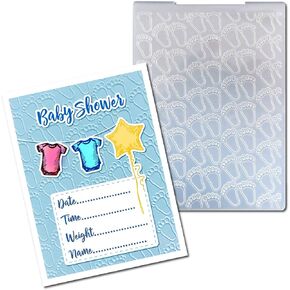 Arbuya Baby Footprints Embossing Folders for Card Making New Born Baby Footprint Background Embossing Folder for Gift Tag Paper Crafting Home Decoration