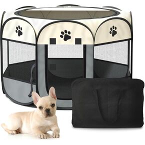 QRDA Portable Pet Playpen Dog Playpen Puppy Playpen Cat Playpen Pet Exercise Pen Pet Tent for Indoor/Outdoor Travel Camping- 35" x 35" x 23"