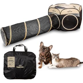 Portable Puppy Playpen, Pop Up Dog Play Pen Indoors, Indoor Cat Tent, Dog Tent, Pet Playpen for Small Dogs, Outdoor Cat Enclosures for Indoor Cats - Mesh Hexagon + Tunnel