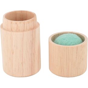 Wood Sewing Needle Case Storage, Beech Wood Large Capacity Sewing Needle Case Storage Compact Needle Portable Hand Crafts Tube Storage for Household Needs (Mint Green)