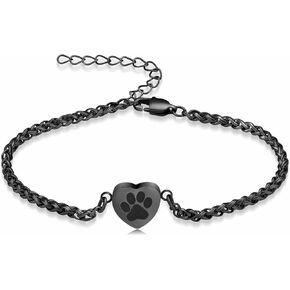 Paw Print Urn Bracelet for Pets Ashes Pet Heart Bangle for Dog Cat Ashes Stainless Steel Memorial Keepsake Cremation Jewelry